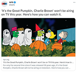 How to watch 'It's the Great Pumpkin, Charlie Brown' : NPR